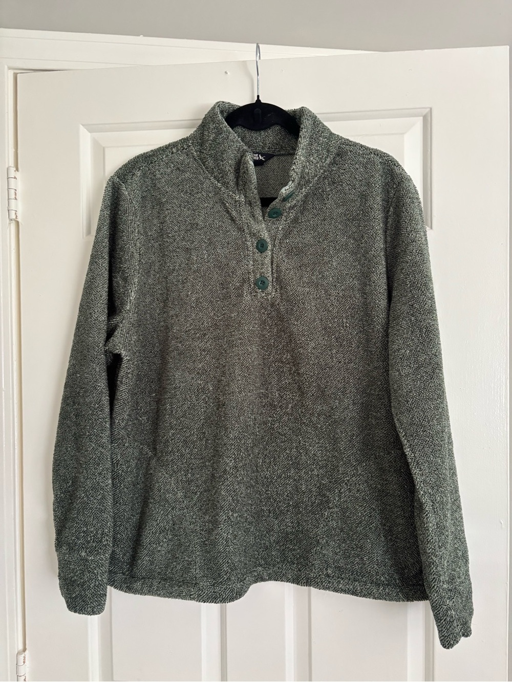 Eddie Bauer Sage/Olive Green Quarter Button Sweater - Size Large - Like New